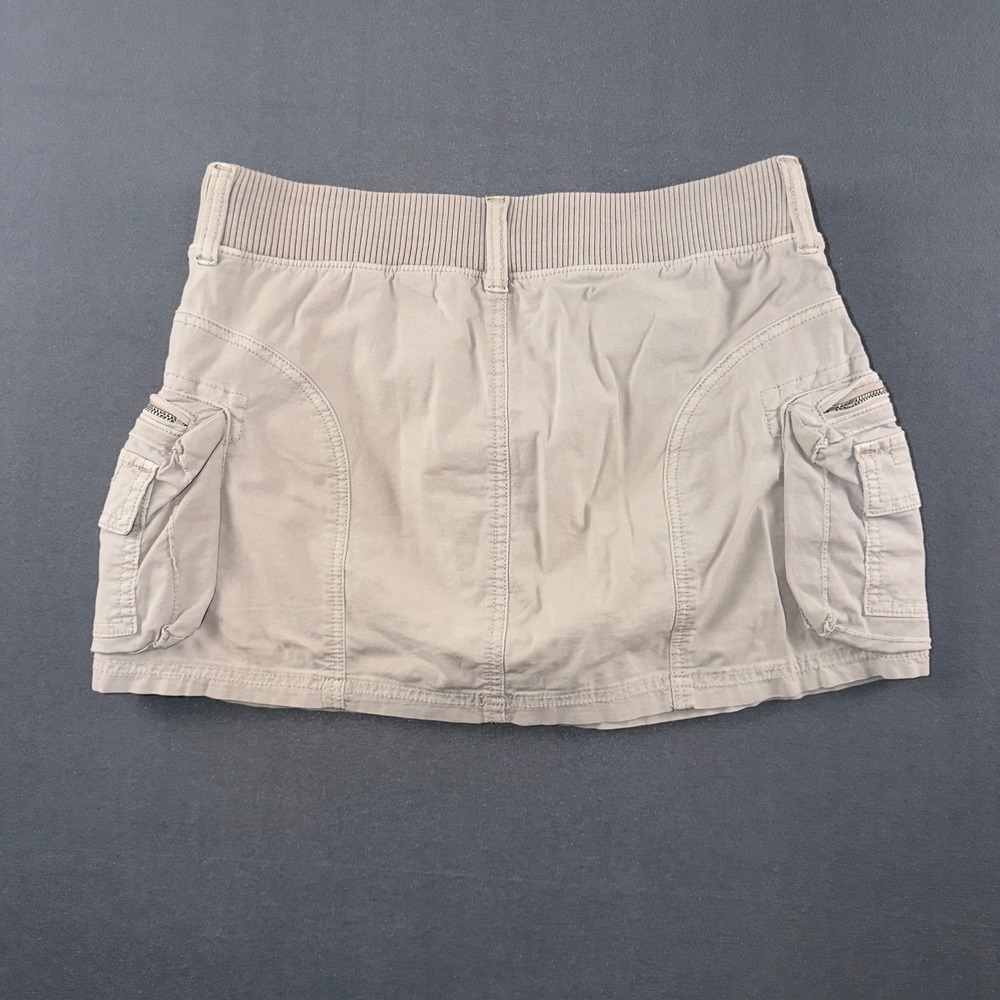American Eagle Women 4 Khaki Cargo Skort Stretch Mini Utility Ribbed Waist Tan - Picture 6 of 9